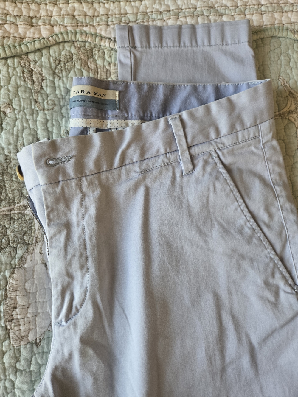 Zara Light Gray Slim Chino Pants 32 X 32 - Picture 3 of 4